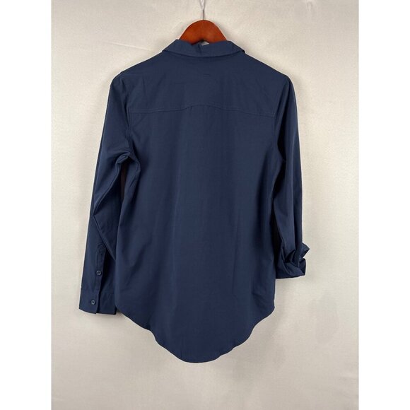 Eddie Bauer Womens Classic Fit Departure Shirt Size XS Long Sleeve Button-Up Nav - Picture 7 of 10